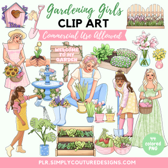 Gardening Girls Clipart Pack Gardening Girls Clipart Pack