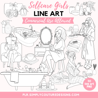 Selfcare Girls Line Art Selfcare Girls Line Art