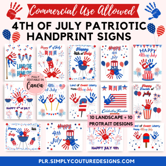 Fourth of July Handprint Signs Fourth of July Handprint Signs