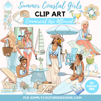 Summer Coastal Girls Clipart Pack Summer Coastal Girls Clipart Pack