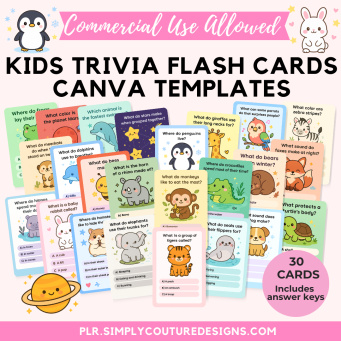Kids Trivia Flashcard PLR Templates Kids Trivia Flashcard PLR Templates
