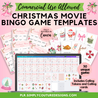 Christmas Movie Bingo PLR Christmas Movie Bingo PLR