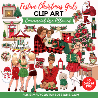 Festive Christmas Girls Clipart Festive Christmas Girls Clipart