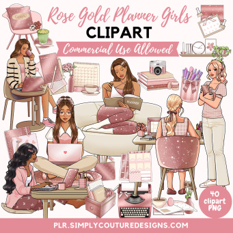 Rose Gold Planner Girls Clipart Rose Gold Planner Girls Clipart