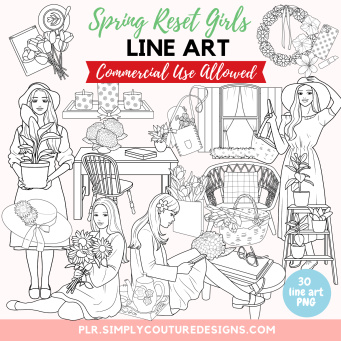 Spring Reset Girls Line Art Spring Reset Girls Line Art