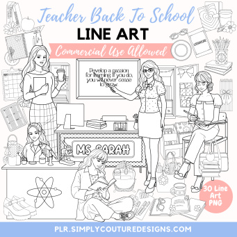 Teacher Back To School Line Art Teacher Back To School Line Art