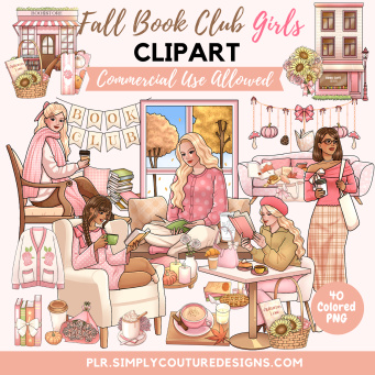 Fall Book Club Girls Clipart Fall Book Club Girls Clipart
