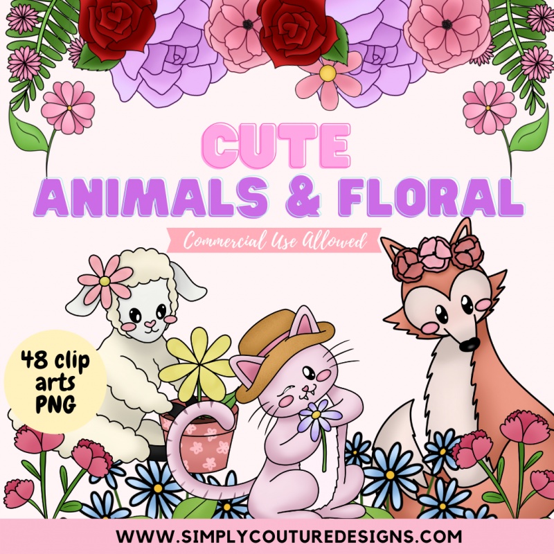 NEW Cute Animals & Floral Clip Arts